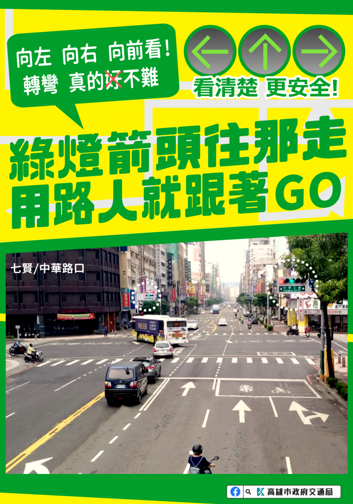 轉向保護時相跟著箭頭走就對了！ 交通局降低路口事故發生