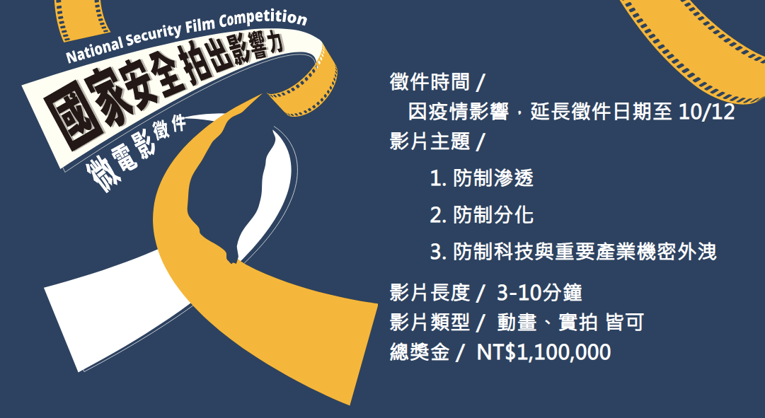 國安微電影徵件！ 揮灑藝術文化軟實力百萬獎金等你挑戰